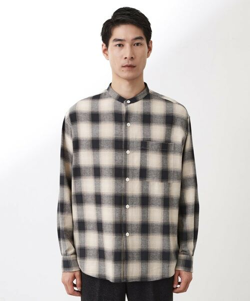 THE SHOP TK / ザ ショップ ティーケー シャツ・ブラウス | オンブレーチェックバンドカラーシャツ 【洗濯機OK】 | 詳細9