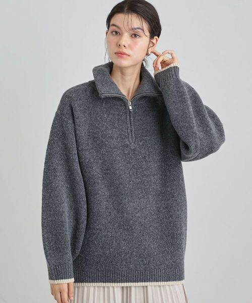 THE SHOP TK / ザ ショップ ティーケー ニット・セーター | 【洗える】ほど良くラフで女性らしい ハーフZIPニット | 詳細1