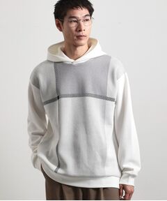 THE SHOP TK / ザ ショップ ティーケー パーカー | 【大人の休日スタイルにはこれ！】フロントチェック柄ニットパーカ　洗濯機OK