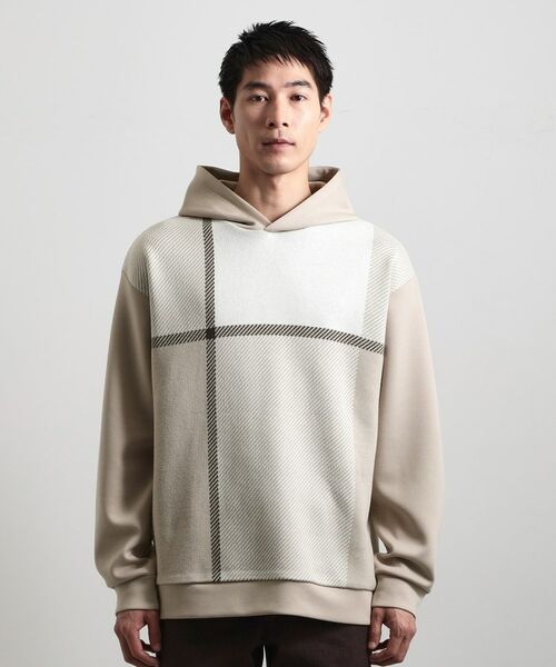 THE SHOP TK / ザ ショップ ティーケー パーカー | 【大人の休日スタイルにはこれ！】フロントチェック柄ニットパーカ　洗濯機OK | 詳細13