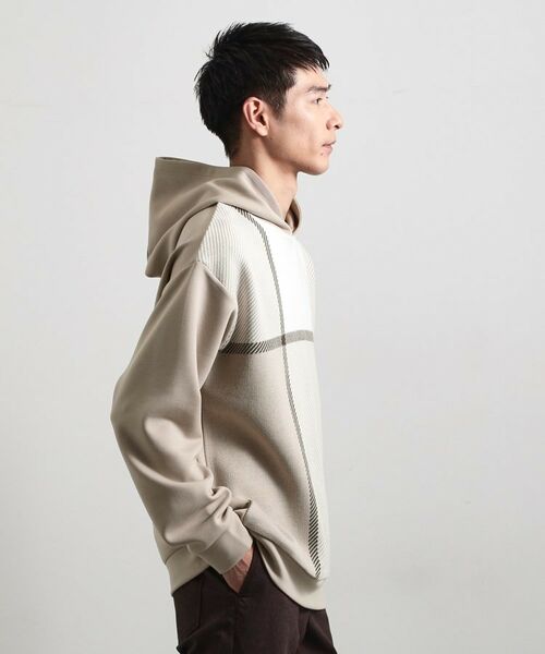 THE SHOP TK / ザ ショップ ティーケー パーカー | 【大人の休日スタイルにはこれ！】フロントチェック柄ニットパーカ　洗濯機OK | 詳細5