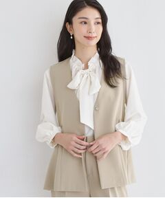 THE SHOP TK / ザ ショップ ティーケー ベスト | 【セットアップ可/洗濯機可/イージーケア/防汚加工】ダブルクロス ペプラムジレ