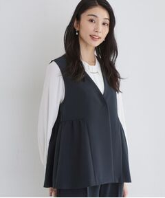 THE SHOP TK / ザ ショップ ティーケー ベスト | 【セットアップ可/洗濯機可/イージーケア/防汚加工】ダブルクロス ペプラムジレ