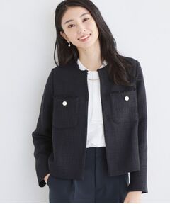 THE SHOP TK / ザ ショップ ティーケー ノーカラージャケット | ツイードノーカラージャケット