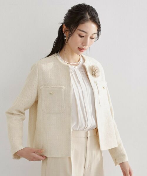 THE SHOP TK / ザ ショップ ティーケー ノーカラージャケット | ツイードノーカラージャケット | 詳細1