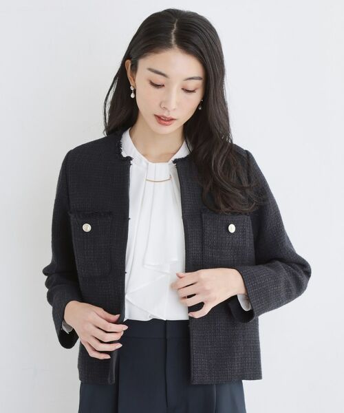 THE SHOP TK / ザ ショップ ティーケー ノーカラージャケット | ツイードノーカラージャケット | 詳細5