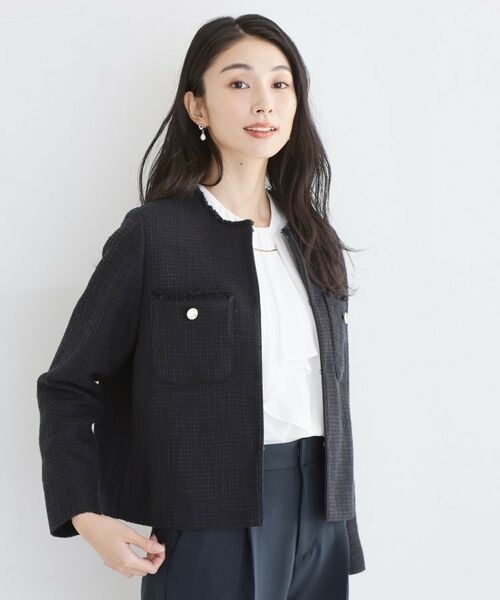 THE SHOP TK / ザ ショップ ティーケー ノーカラージャケット | ツイードノーカラージャケット | 詳細6