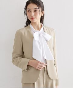 THE SHOP TK / ザ ショップ ティーケー ノーカラージャケット | 【セットアップ可/洗濯機可/イージーケア/防汚加工】ダブルクロス ノーカラージャケット