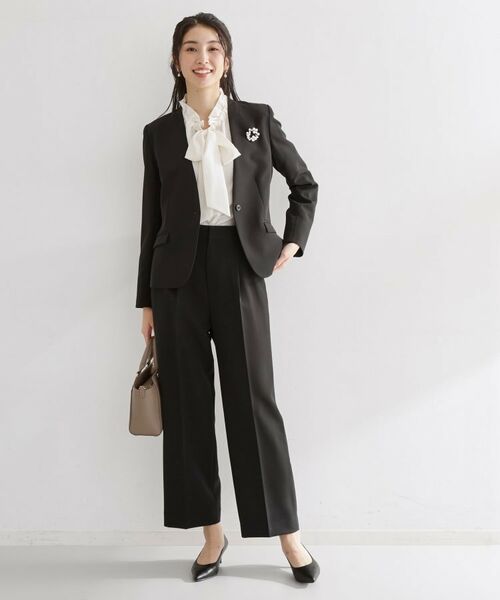 THE SHOP TK / ザ ショップ ティーケー ノーカラージャケット | 【セットアップ可/洗濯機可/イージーケア/防汚加工】ダブルクロス ノーカラージャケット | 詳細3