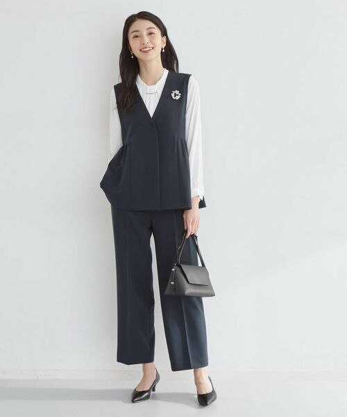 THE SHOP TK / ザ ショップ ティーケー パンツ | 【通勤・セレモニー】ダブルクロスワイドパンツ/セットアップ可 | 詳細11