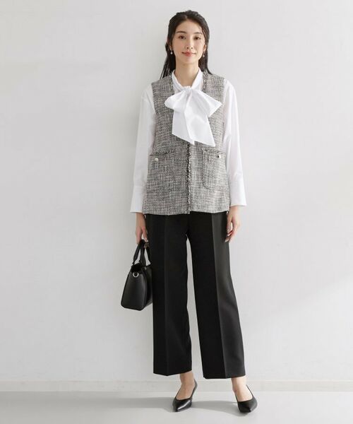 THE SHOP TK / ザ ショップ ティーケー パンツ | 【通勤・セレモニー】ダブルクロスワイドパンツ/セットアップ可 | 詳細3