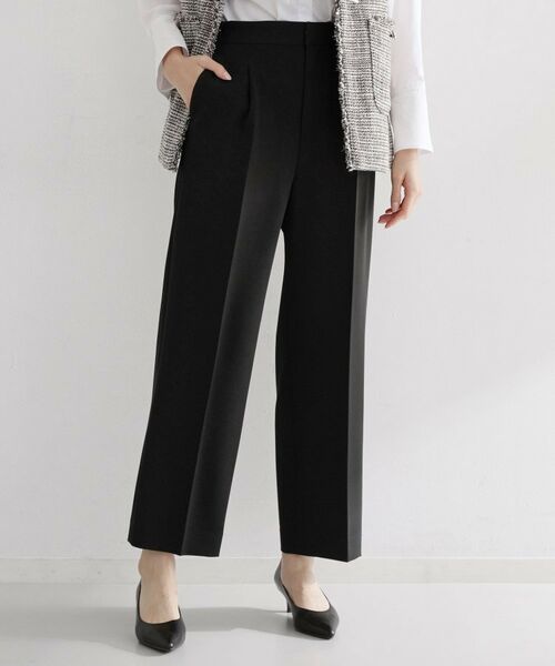 THE SHOP TK / ザ ショップ ティーケー パンツ | 【通勤・セレモニー】ダブルクロスワイドパンツ/セットアップ可(ブラック(019))
