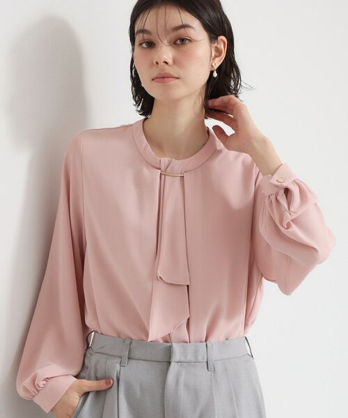 THE SHOP TK / ザ ショップ ティーケー シャツ・ブラウス | バー付きラッフルタイブラウス（ピンク(071)）