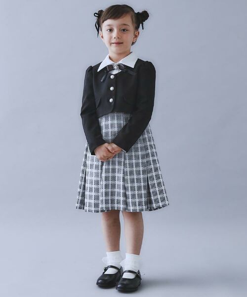 THE SHOP TK / ザ ショップ ティーケー ミニ丈・ひざ丈ワンピース | 【120-130/3点セット】ジャケット＆チェックワンピース/入園・卒園・入学 | 詳細1