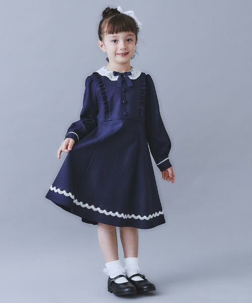THE SHOP TK / ザ ショップ ティーケー ミニ丈・ひざ丈ワンピース | 【120-130】ネイビーフォーマルワンピース/入園・卒園・入学 | 詳細5