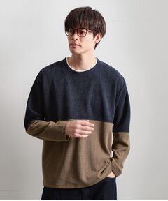 THE SHOP TK / ザ ショップ ティーケー カットソー | バイカラー モール風長袖Tシャツ