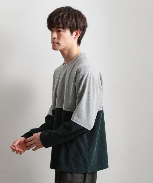 THE SHOP TK / ザ ショップ ティーケー カットソー | バイカラー モール風長袖Tシャツ | 詳細1