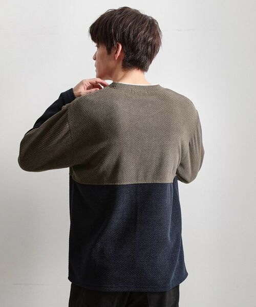 THE SHOP TK / ザ ショップ ティーケー カットソー | バイカラー モール風長袖Tシャツ | 詳細10