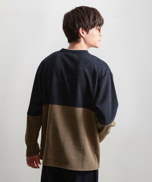 THE SHOP TK / ザ ショップ ティーケー カットソー | バイカラー モール風長袖Tシャツ | 詳細6