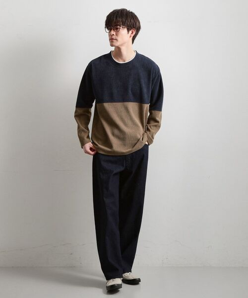 THE SHOP TK / ザ ショップ ティーケー カットソー | バイカラー モール風長袖Tシャツ | 詳細7