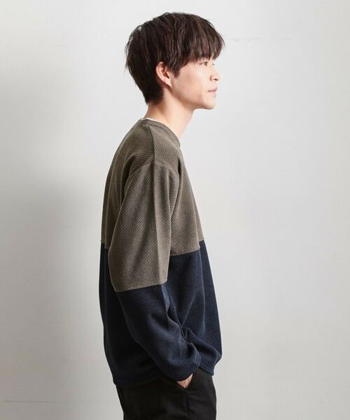 THE SHOP TK / ザ ショップ ティーケー カットソー | バイカラー モール風長袖Tシャツ | 詳細9