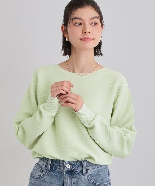 THE SHOP TK / ザ ショップ ティーケー ニット・セーター | 【S-XLサイズ/選べる6色】どこから見ても美しい ガーターニット/蓄熱/洗濯機OK（ライトグリーン(020)）