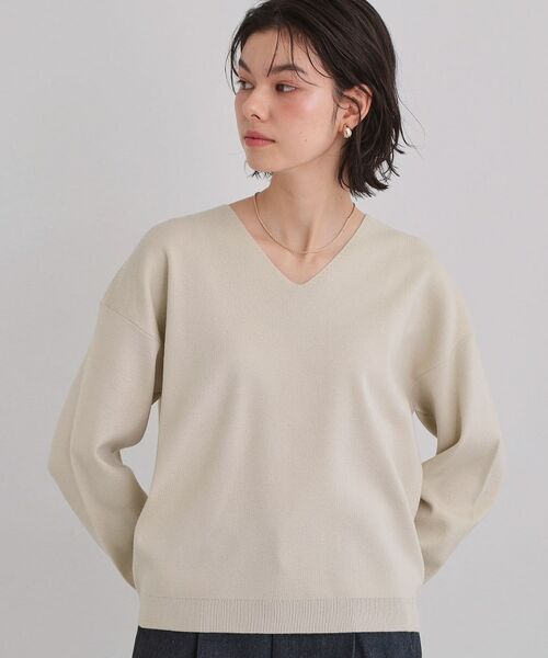 THE SHOP TK / ザ ショップ ティーケー ニット・セーター | 【上品見えが叶う】Vネックニット/蓄熱/毛玉になりにくい/洗濯機OK（グレージュ(050)）