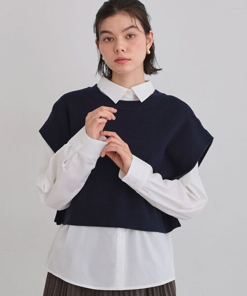 THE SHOP TK / ザ ショップ ティーケー その他トップス | ニットベスト＆シャツセット（ネイビー(094)）