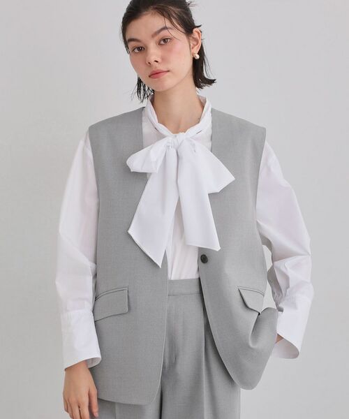 THE SHOP TK / ザ ショップ ティーケー ベスト | 【お仕事にもカジュアルにも】CAVIAN ジレ/セットアップ可（グレー(012)）