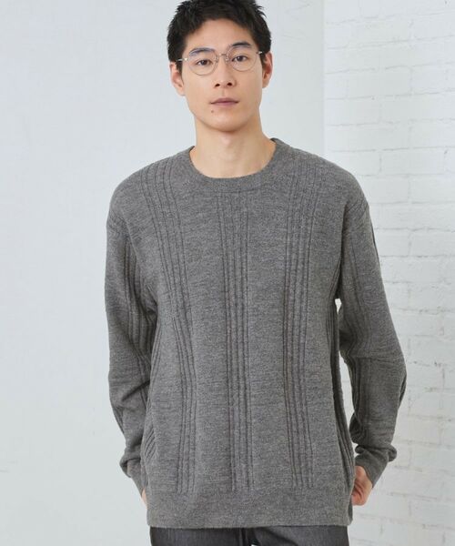 THE SHOP TK / ザ ショップ ティーケー ニット・セーター | 【優しい肌触り】カシミヤタッチ チェックニット 洗濯機OK(グレー(012))