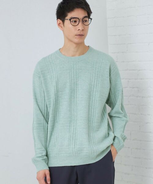 THE SHOP TK / ザ ショップ ティーケー ニット・セーター | 【優しい肌触り】カシミヤタッチ チェックニット 洗濯機OK(ミントグリーン(021))