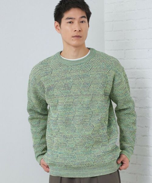 THE SHOP TK / ザ ショップ ティーケー ニット・セーター | 【チクチクしない／軽量】ミックスヤーンニット（グリーン(022)）
