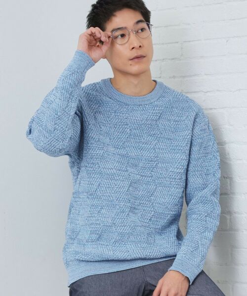 THE SHOP TK / ザ ショップ ティーケー ニット・セーター | 【チクチクしない／軽量】ミックスヤーンニット（ブルー(092)）