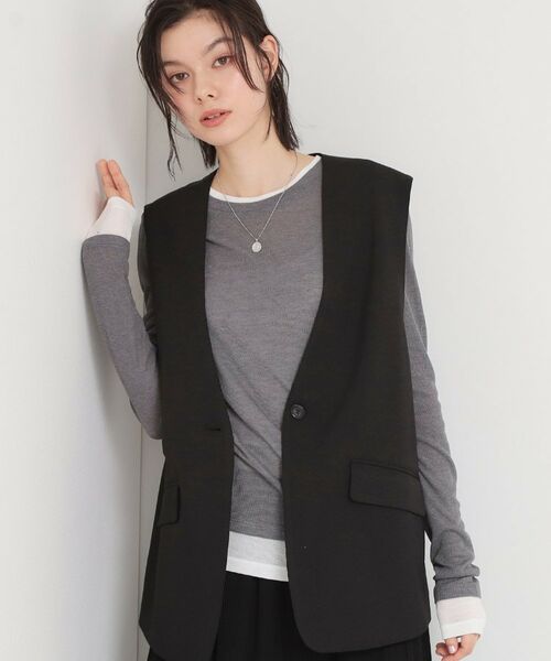 THE SHOP TK / ザ ショップ ティーケー カットソー | 配色テレコカットソー（チャコールグレー(014)）