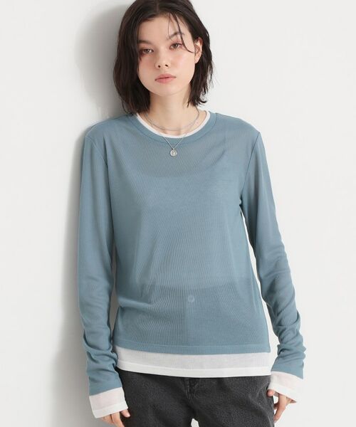 THE SHOP TK / ザ ショップ ティーケー カットソー | 配色テレコカットソー（ブルー(091)）