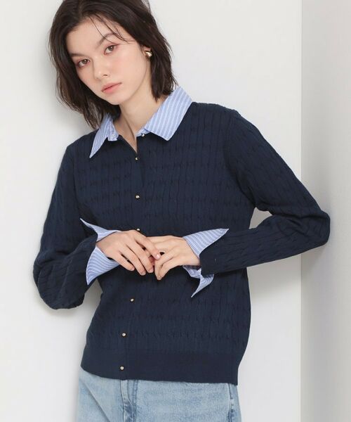 THE SHOP TK / ザ ショップ ティーケー ニット・セーター | 衿付ケーブルニット(ネイビー(094))