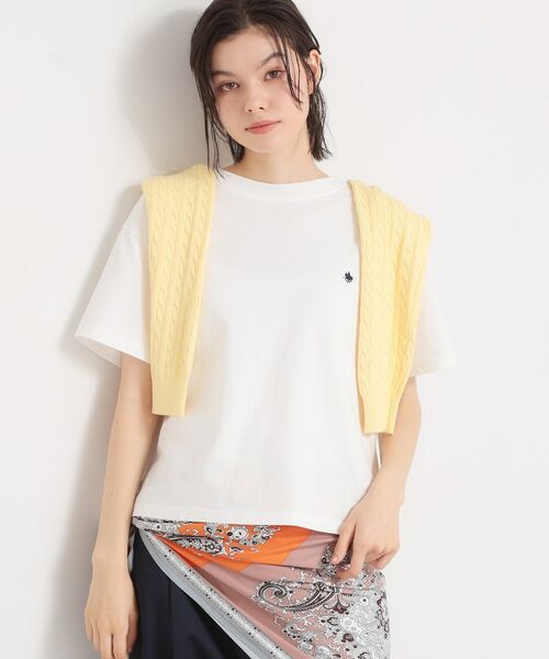 THE SHOP TK / ザ ショップ ティーケー Tシャツ | 【POLO BCS 別注】ワンポイント刺繍T（オフホワイト(003)）