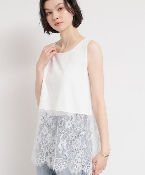 THE SHOP TK / ザ ショップ ティーケー キャミソール・チューブトップ | ◆【予約追加あり】裾レースタンクトップ（ホワイト(001)）