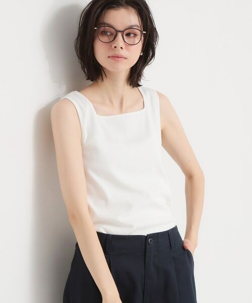 THE SHOP TK / ザ ショップ ティーケー キャミソール・チューブトップ | 前後2WAYスクエアネックテレコタンク（アイボリー(004)）