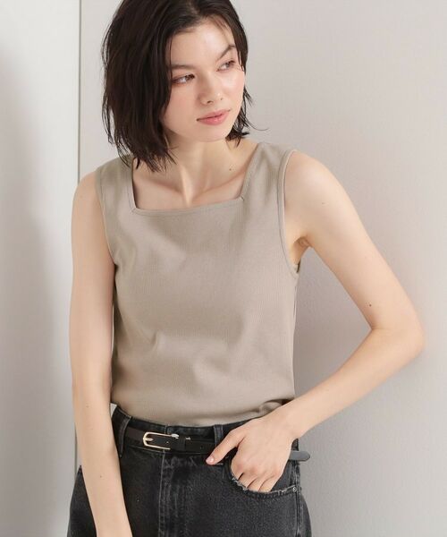 THE SHOP TK / ザ ショップ ティーケー キャミソール・チューブトップ | 前後2WAYスクエアネックテレコタンク（ライトグレー(011)）