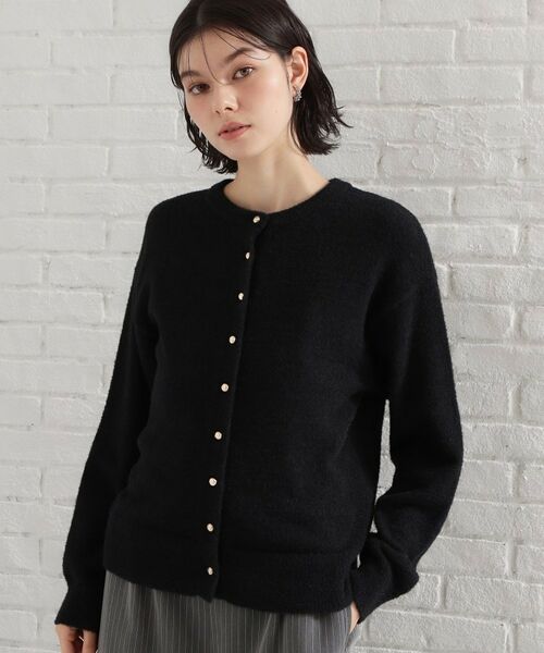 THE SHOP TK / ザ ショップ ティーケー カーディガン・ボレロ | ふわふわミニシャギー クルーカーディガン（ブラック(019)）