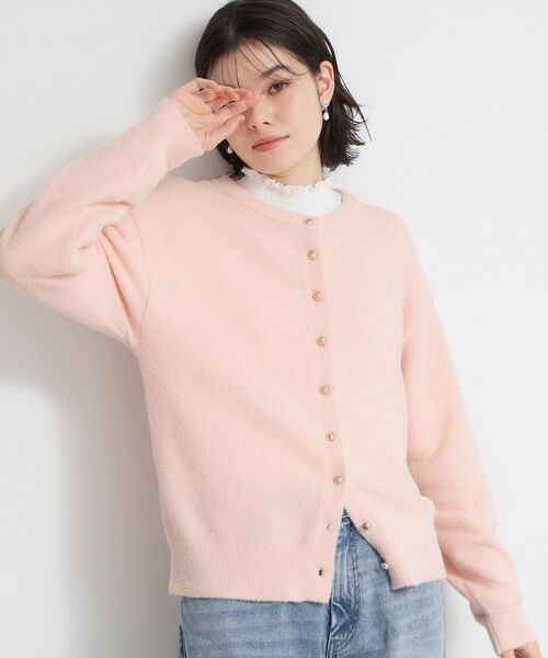 THE SHOP TK / ザ ショップ ティーケー カーディガン・ボレロ | ふわふわミニシャギー クルーカーディガン（ライトピンク(070)）