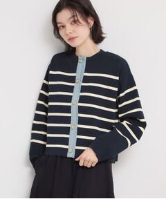 THE SHOP TK / ザ ショップ ティーケー カーディガン・ボレロ | デニム切替カーディガン