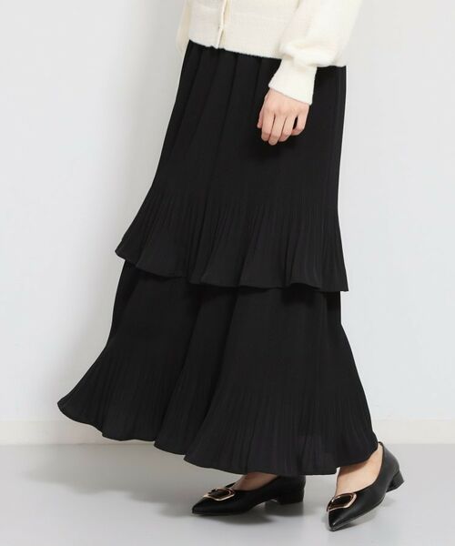 THE SHOP TK / ザ ショップ ティーケー ロング・マキシ丈スカート | 2段ティアードプリーツスカート | 詳細1