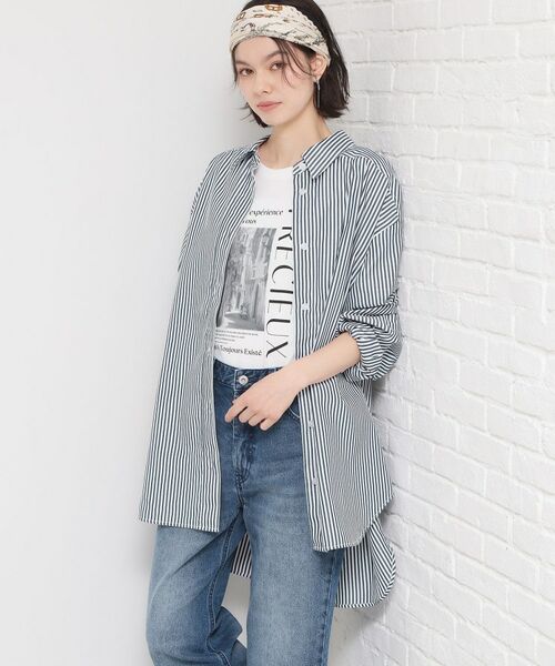 THE SHOP TK / ザ ショップ ティーケー シャツ・ブラウス | ロングシャツ（ネイビー(394)）