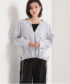 THE SHOP TK / ザ ショップ ティーケー シャツ・ブラウス | キーネックストライプドロストシャツブラウス