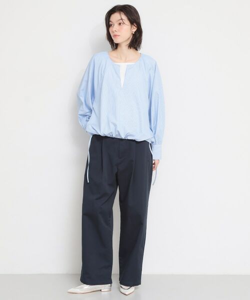 THE SHOP TK / ザ ショップ ティーケー シャツ・ブラウス | キーネックストライプドロストシャツブラウス | 詳細11