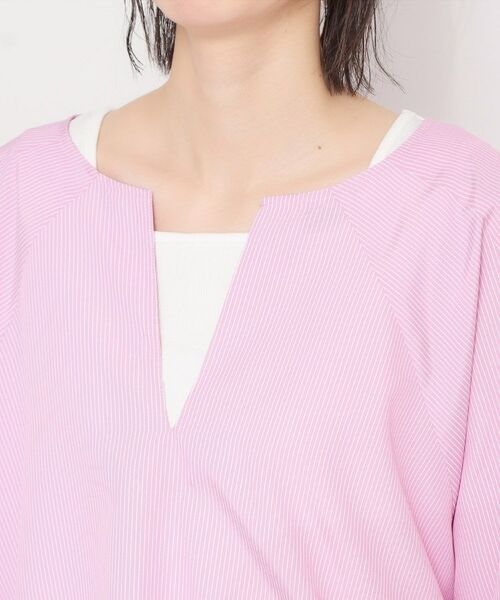THE SHOP TK / ザ ショップ ティーケー シャツ・ブラウス | キーネックストライプドロストシャツブラウス | 詳細16