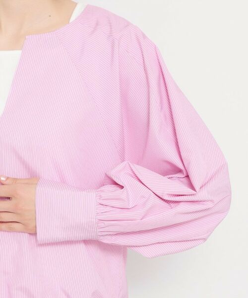 THE SHOP TK / ザ ショップ ティーケー シャツ・ブラウス | キーネックストライプドロストシャツブラウス | 詳細17