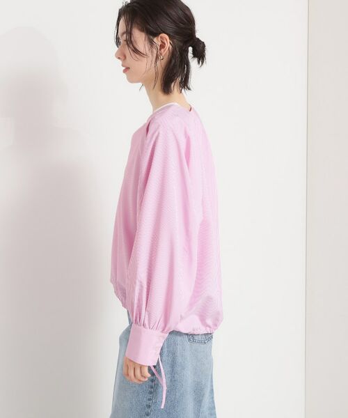 THE SHOP TK / ザ ショップ ティーケー シャツ・ブラウス | キーネックストライプドロストシャツブラウス | 詳細5